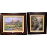 After Thomas Kinkade (American 1958-2012), limited edition canvas prints with hand embellished