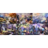 After Thomas Kinkade (American 1958-2012), limited edition canvas prints with hand embellished