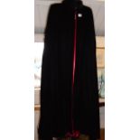 Vintage clothing:- Ilana Wolf silk-lined black velvet cape with rabbit collar