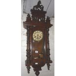 German carved wood 8-day wall clock