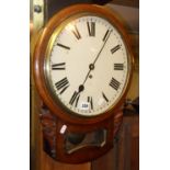 19th c. drop dial fusee wall clock in mahogany case