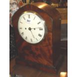 19th c. arch-topped Bracket clock with double fusee movement in flame mahogany case