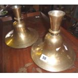 Two Persian brass "bidri" hookah bases