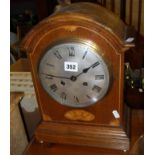 Edwardian dome-top 'bracket' clock in inlaid oak case