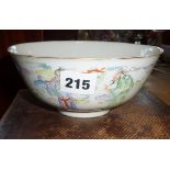 Chinese porcelain bowl with images of Immortals having 6 character marks to base, 6.5" diameter