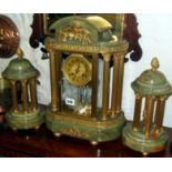 French onyx and ormolu clock garniture