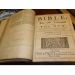 17th c. leatherbound Bible (1682) with inserted Common Prayers including the "newly translated Old &