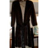 Vintage clothing:- Witte of London long silk-lined mink fur belted coat