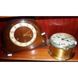 Schatz brass ship's clock, and a Westminster chiming mantle clock