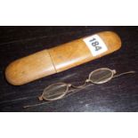 Antique pair of eye-glasses/spectacles in wooden case