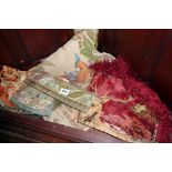 Tapestry evening bag & other textiles including "Nehru"-type hat