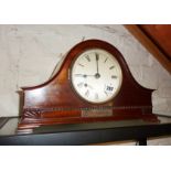 Mahogany mantle clock with silver presentation plaque dated 1932