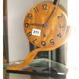 Unusual Art Deco Modernist mantle clock in satin birch case with movement by Norland & sold by