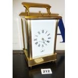 French brass carriage clock with dial marked Charles Frodsham of London, 6.25" high x 4.5" wide x 3"