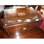 19th c. rosewood jewellery box inlaid with mother-of-pearl