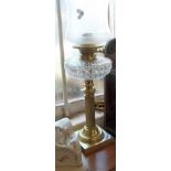 Victorian brass corinthian column oil lamp