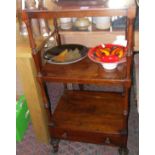 19th c. rosewood three-tier buffet with turned uprights above single drawer on turned feet having