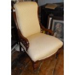 19th c. Nursing chair with upholstered seat & back and mahogany arms