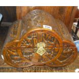 Chinese carved wood shaped casket