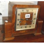 Art Deco walnut mantle clock