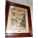 Rare etching entitled "A Bit of Old Bridport", unsigned