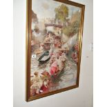 Large coloured print of an Edwardian canal regatta