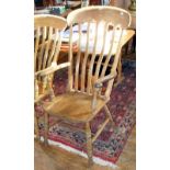 Victorian ash & elm splatback kitchen armchair
