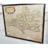 A Robert Morden map of Dorsetshire, 14" x 16.5" centre crease, sold by Abel Swale etc