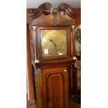 19th c. longcase clock with brass dial by Joseph Fernihough in cross-band oak case