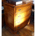 Walnut-veneered bowfront chest of drawers
