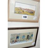 Rosalind PIERSON, two contemporary framed miniature watercolours entitled "Sheep on Dartmoor" and "