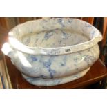 Mid-19th c. blue & white marbled footbath by Copeland