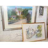 Two signed paintings of local scenes - West Road Bridport & Monmouth Street Lyme Regis, and a