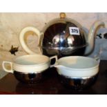 Heatmaster or Staywarm Art Deco insulated teapot, milk jug & sugar bowl