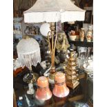 Four various table lamps including kitsch Egyptian woman & tortoise with two hand-blown glass shades