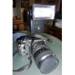 Pentax P30 camera with zoom lens and flash unit