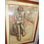 Laurence Arnott (20th c.) large charcoal & pencil study of a nude