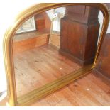 Modern gilt-framed overmantle mirror