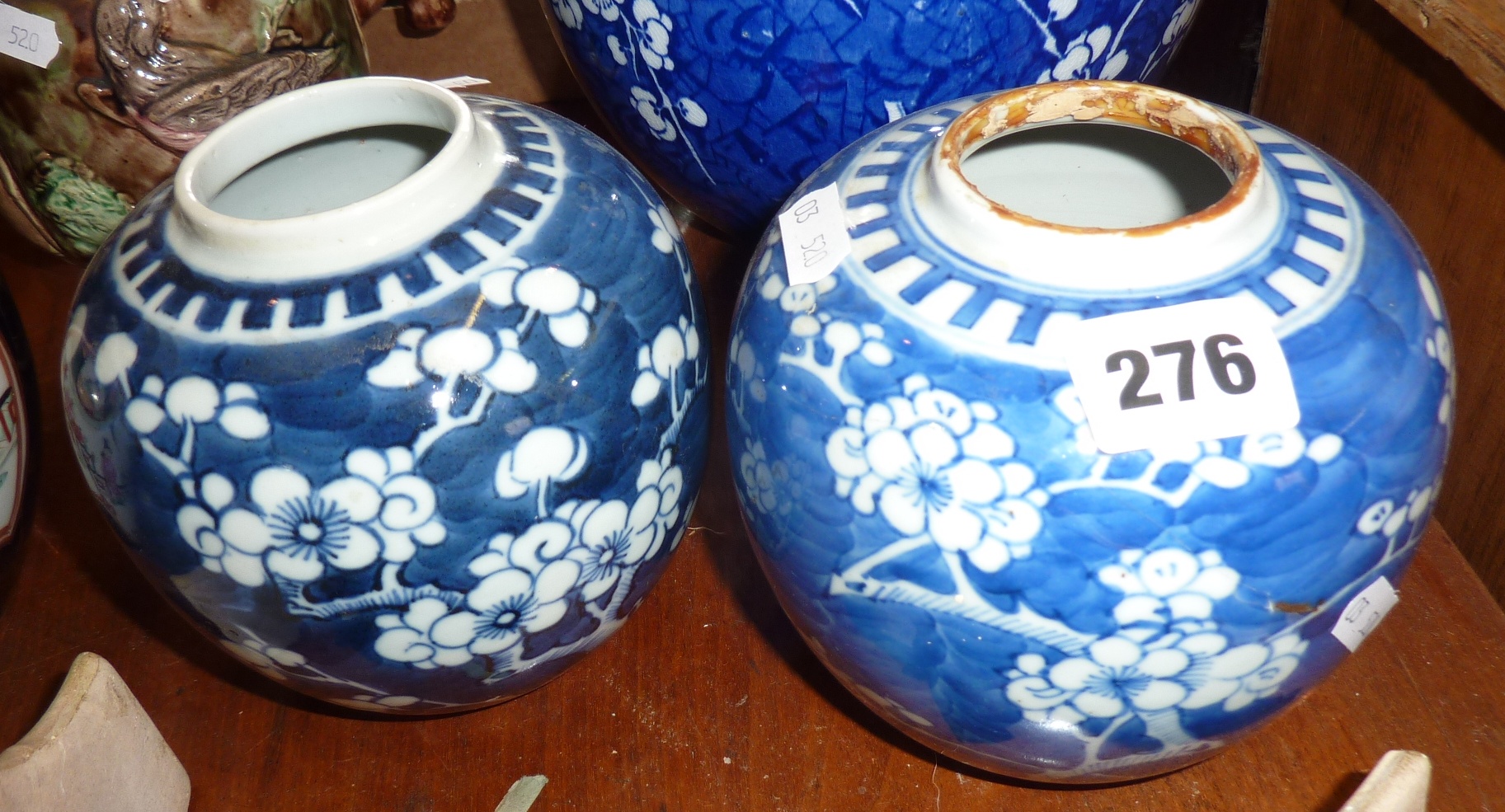 Two Chinese blue & white ginger jars