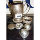 Silver tankard & some scrap silver pieces (approx 4 ozs)