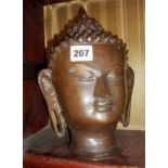 Bronze Tibetan Buddha bust, 10"