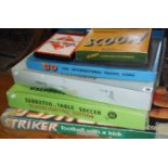 Vintage board games:- Striker, Subbuteo table soccer and Subbuteo table cricket, Go, Scoop, and