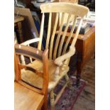 Victorian ash & elm splatback kitchen armchair