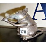 Unusual silver box marked as .900 in the form of a mouse blowing into a conch shell