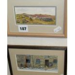 Rosalind PIERSON, two contemporary framed miniature watercolours entitled "Sheep on Dartmoor" and "