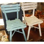 Two painted child's garden chairs