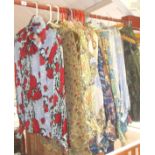 Vintage clothing:- Twenty three vintage psychedelic men's silk and chiffon shirts, mainly by Deborah