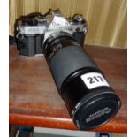 Canon AE1 camera with Tamron Tele-Mairo lens