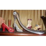 Manolo Blahnik designer aluminium shoe horn, and five "The Right Shoes" models