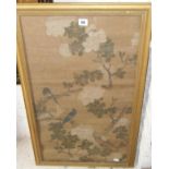Chinese printed scroll of birds & flowers